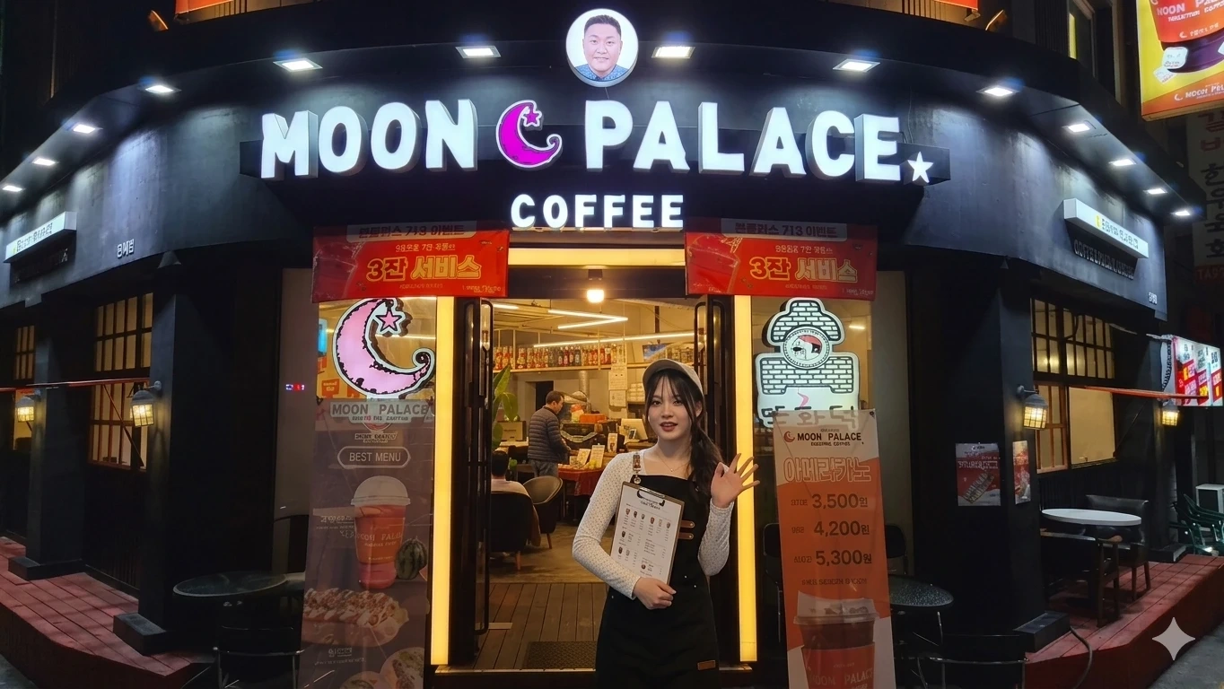 문팰리스카페/오픈타임/5일제/파트타임가능/초보가능