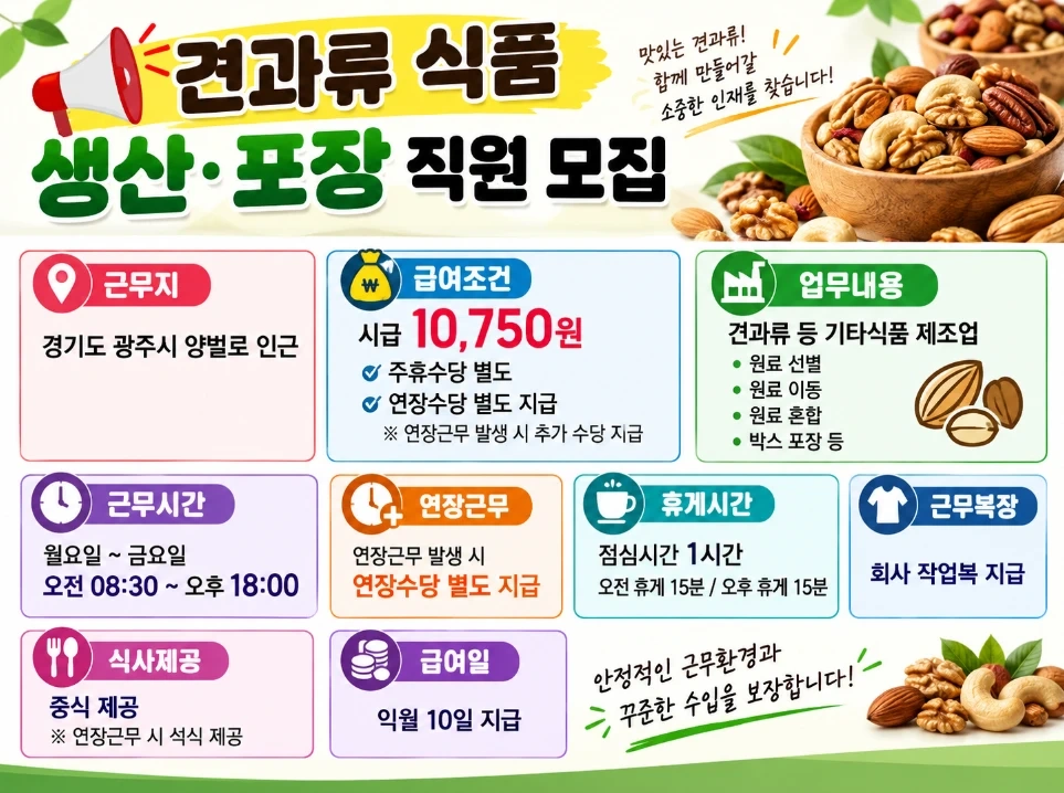 월 230 이상 견과류 소포장 / 초보 가능