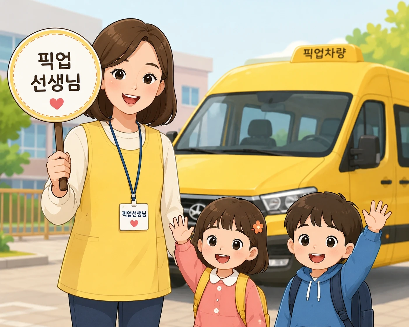 월~목/하원차량에서 원으로 픽업해주실 픽업 선생님