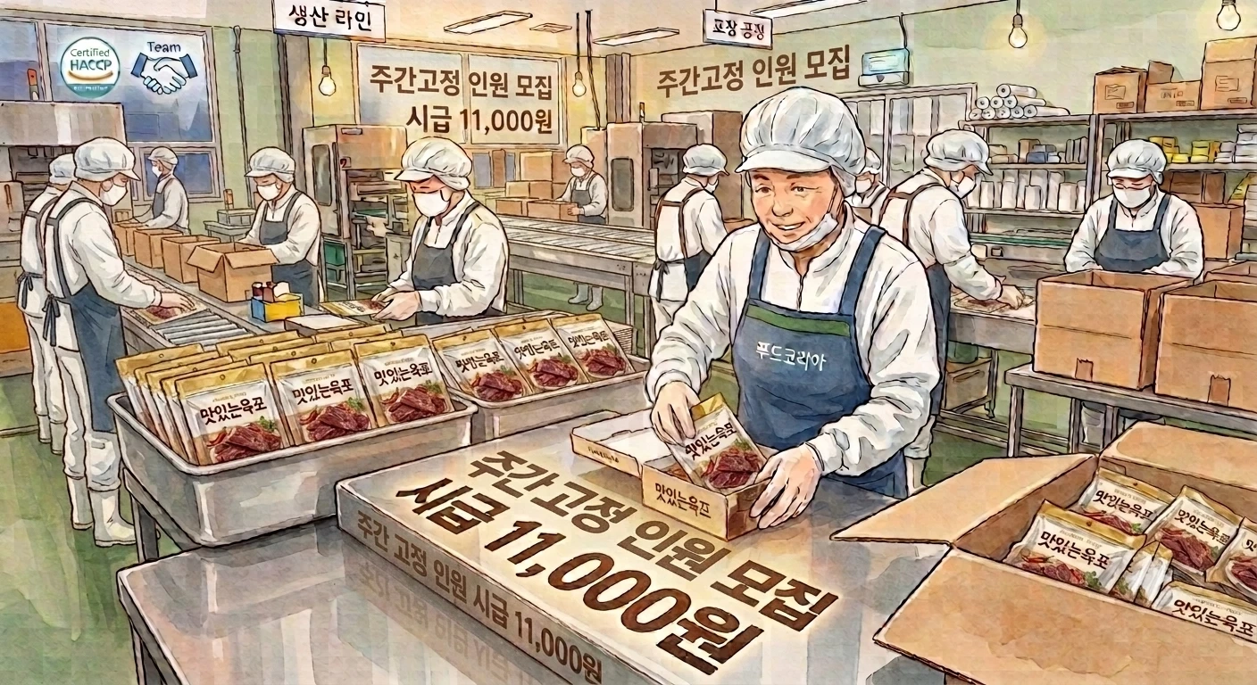 식품가공,포장 주간고정 직원모집