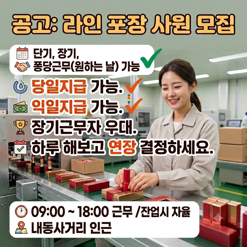 당일지급/장단기, 퐁당근무도 가능/초보자환영