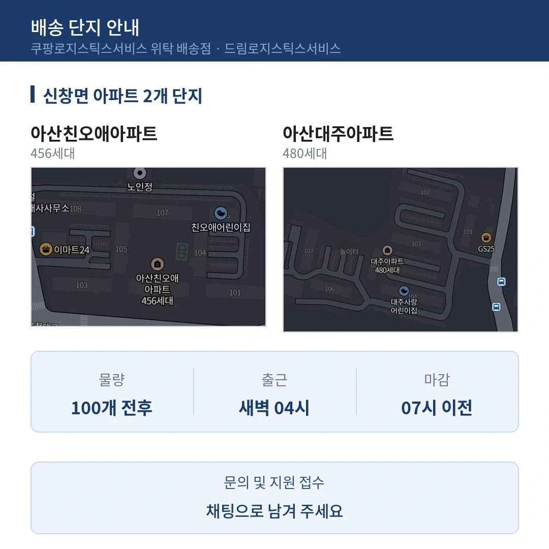 파트타임 / 야간 아파트 쿠팡택배 배송알바구인중