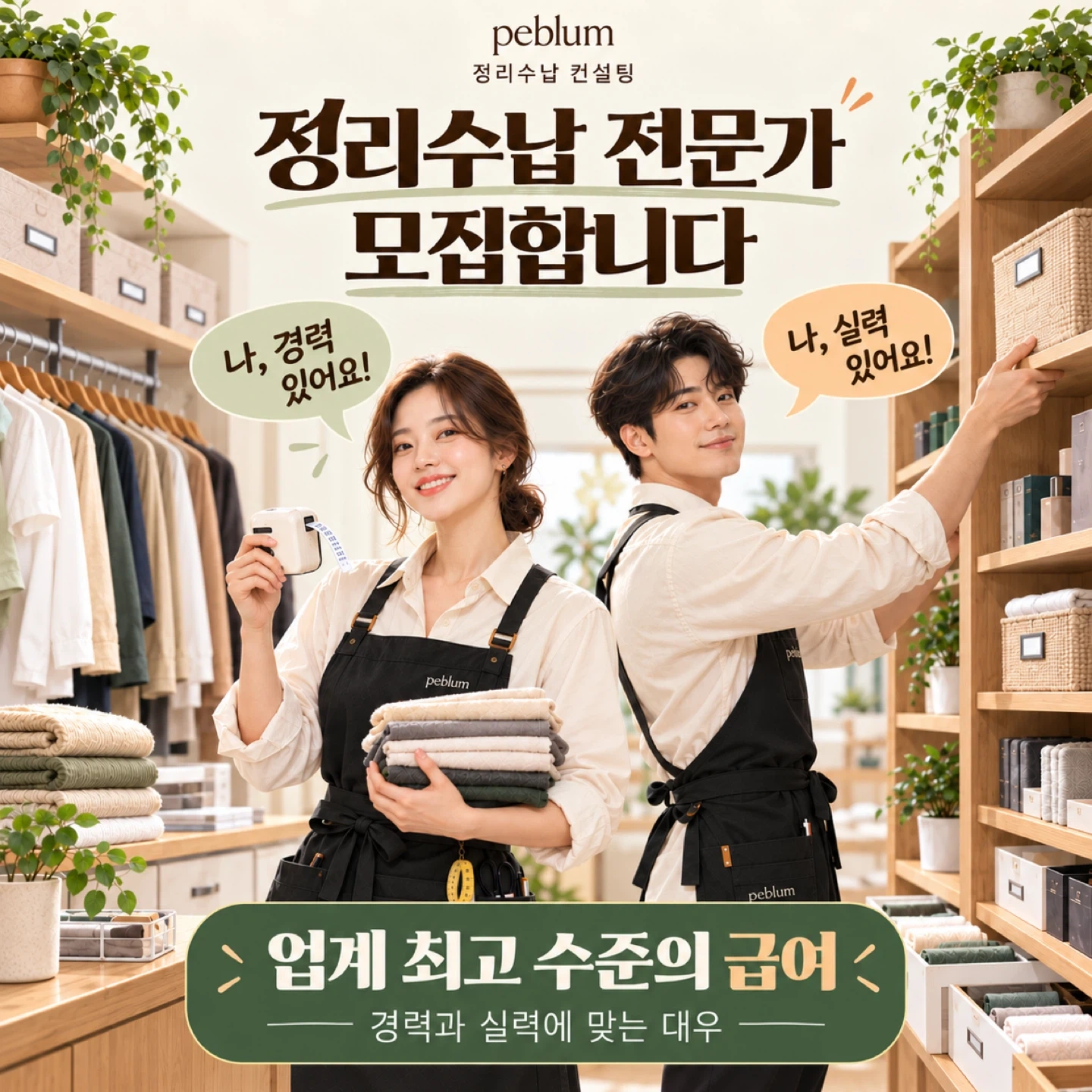 정리수납 현장 경력직 구합니다.