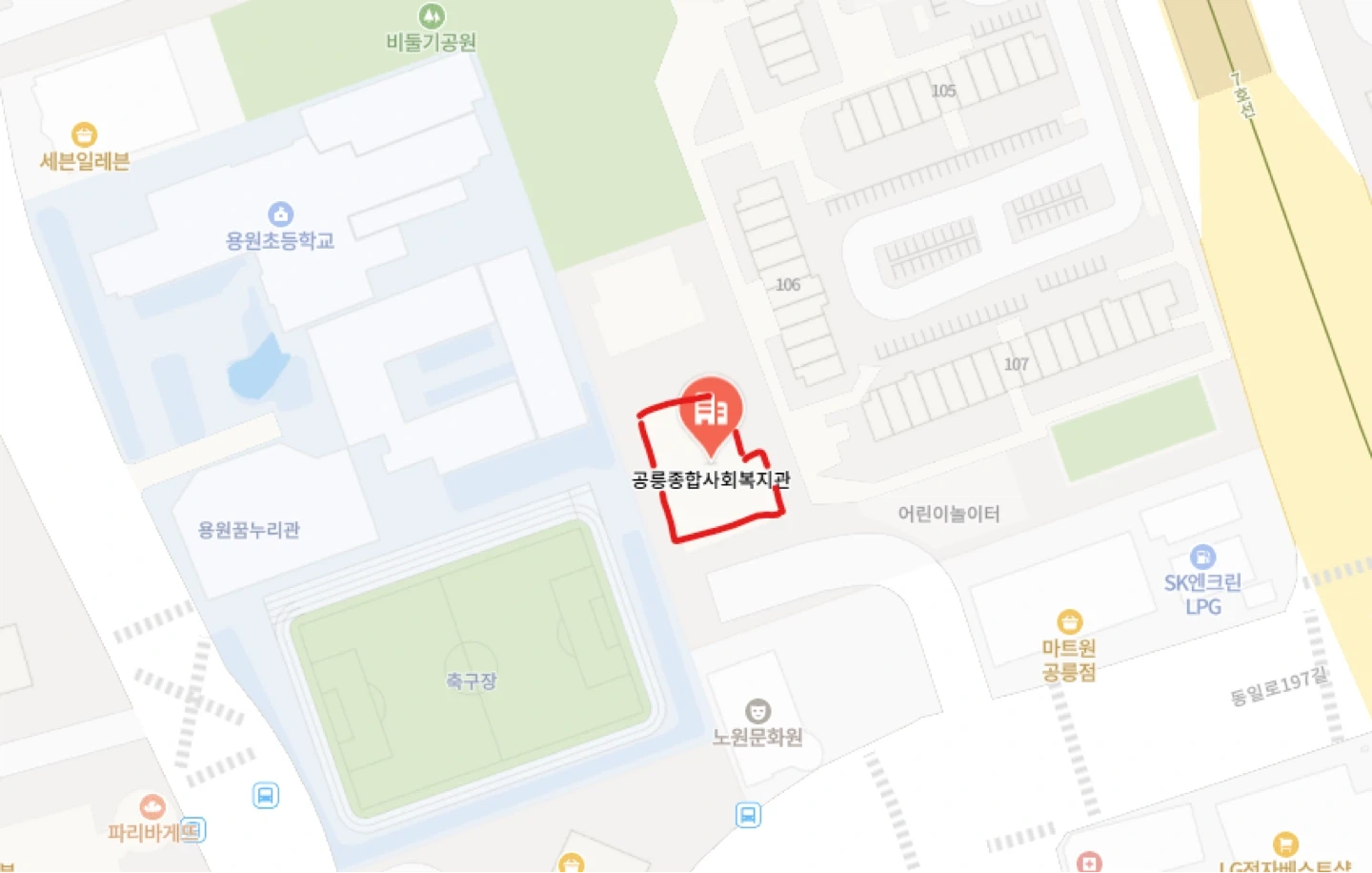 공릉종합사회복지관 주차장 사진 촬영