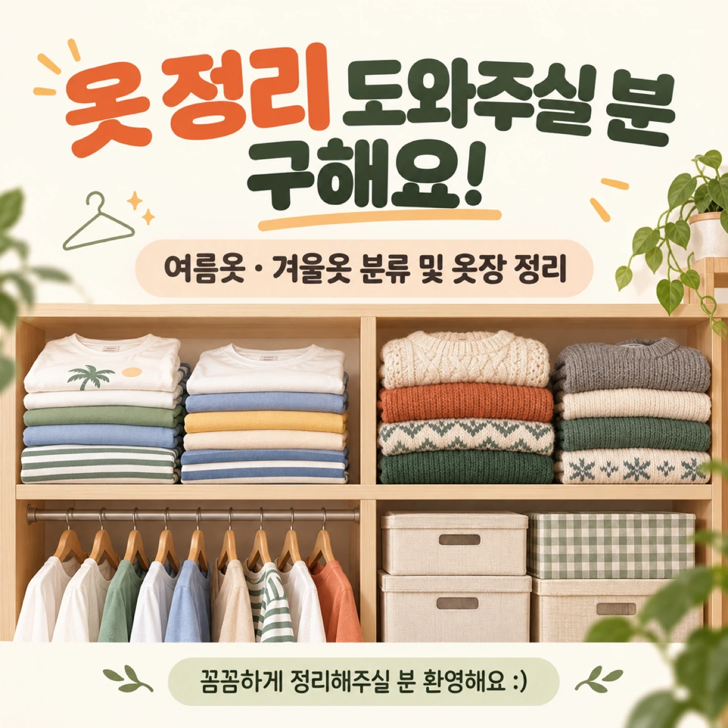 겨울/여름 옷 정리 도와주실 분