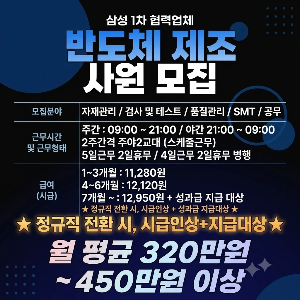 450만원 이상/반도체/천안 통근O/아산 신창/파견x