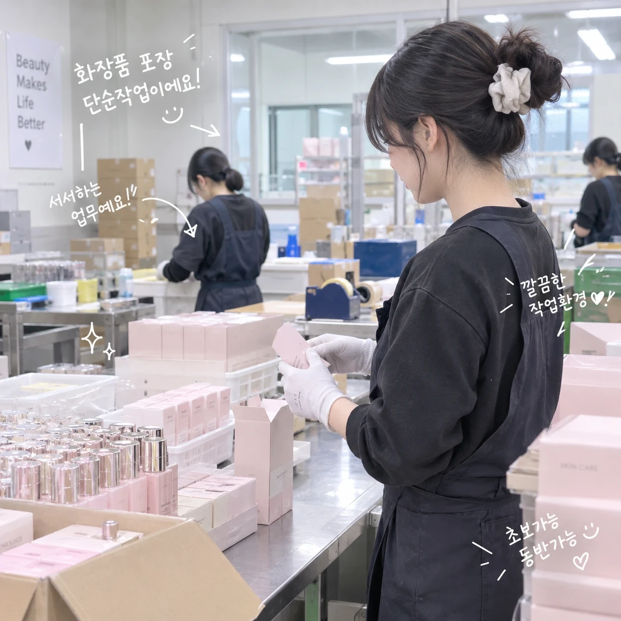 올리브영제품 단순포장 일급/주급 주차가능 초보가능
