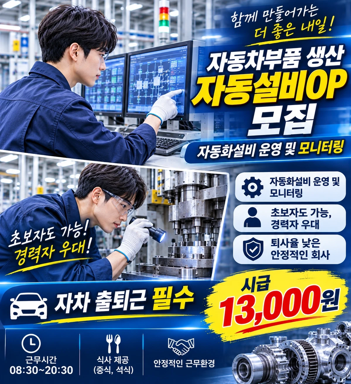 봉담)자동차 부품생산, 자동설비OP 모집