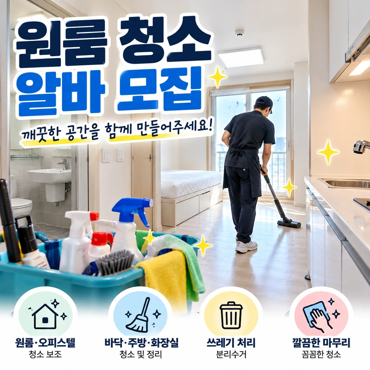 원룸 청소 (인테리어 후 청소)