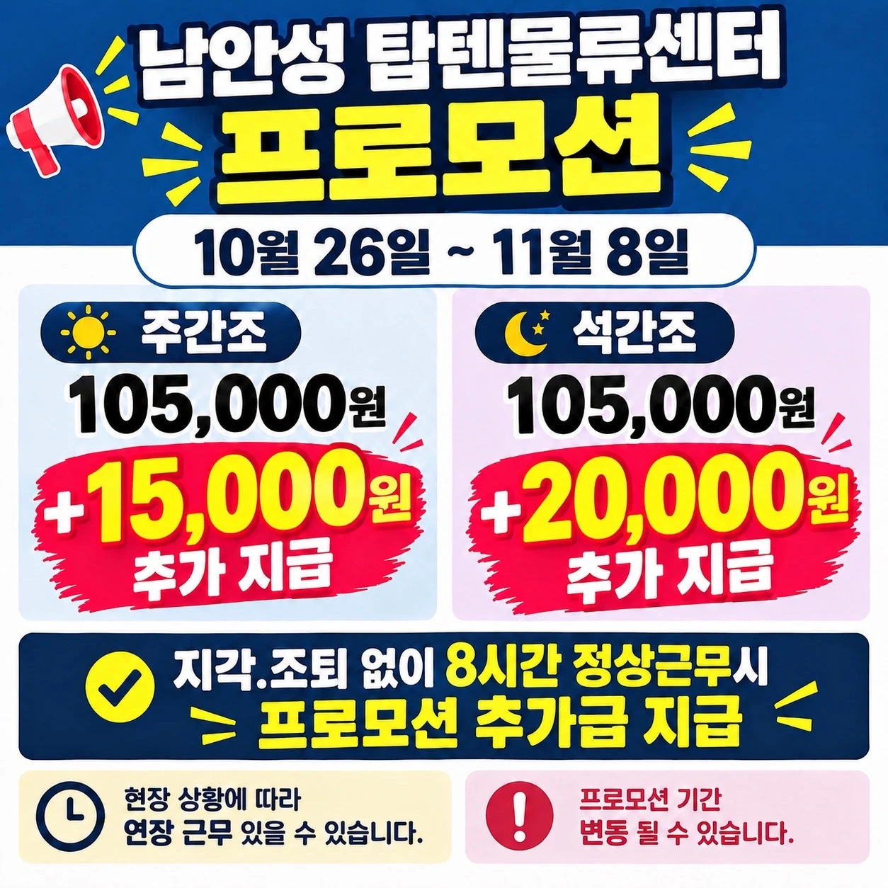 프로모션!! 안성 탑텐!! "주간.석간" 단기 사원