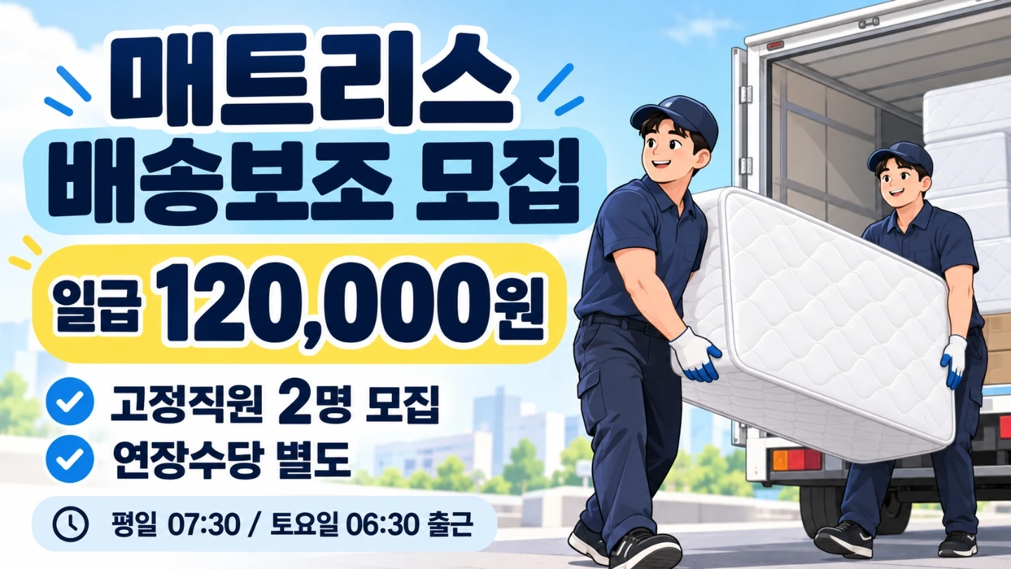 침대설치 배송보조 / 주6일제 / 익일지급/광주태전동