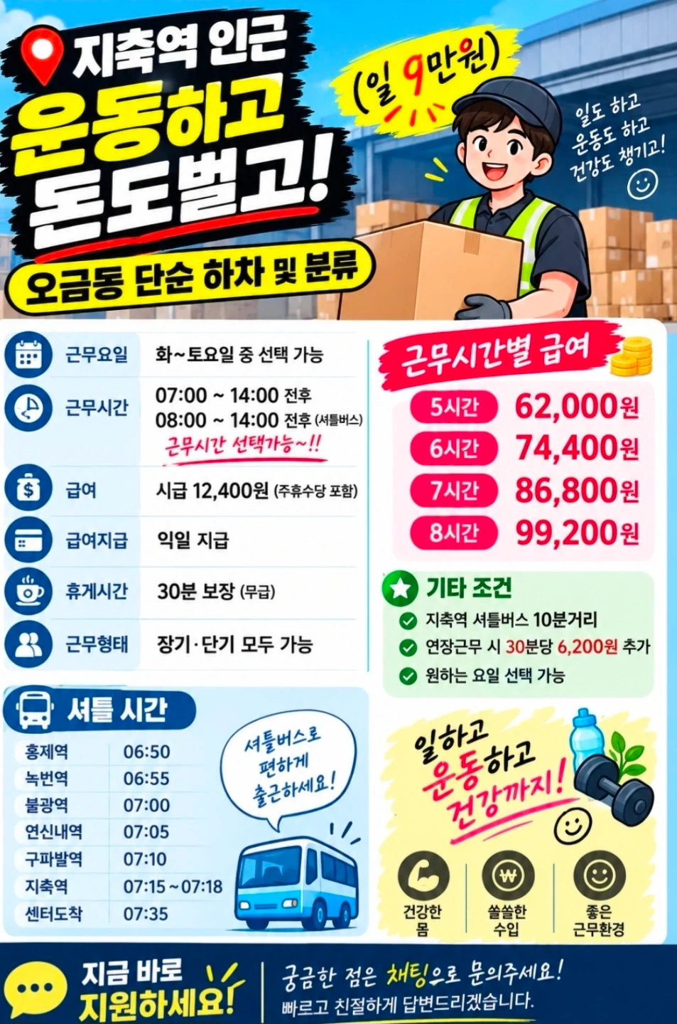 오금동 CJ 대한통운에서 하차인원 모집해요!