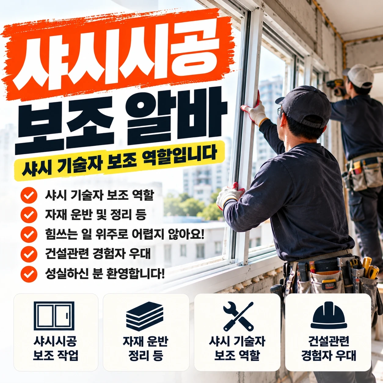 샤시 시공 보조