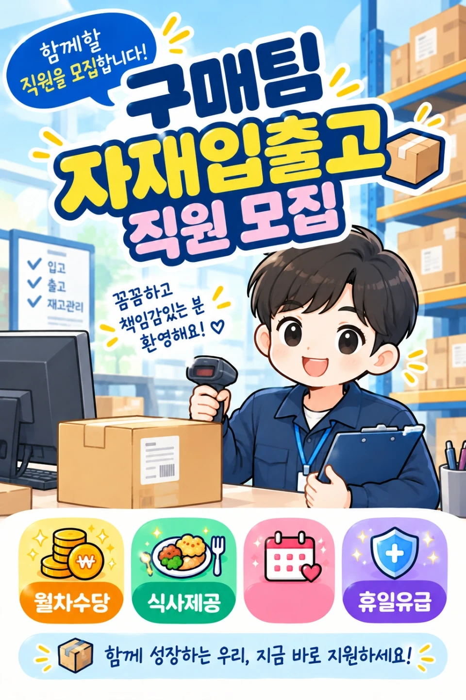 갈산역 인근 구매팀 자재관리 직원 모집
