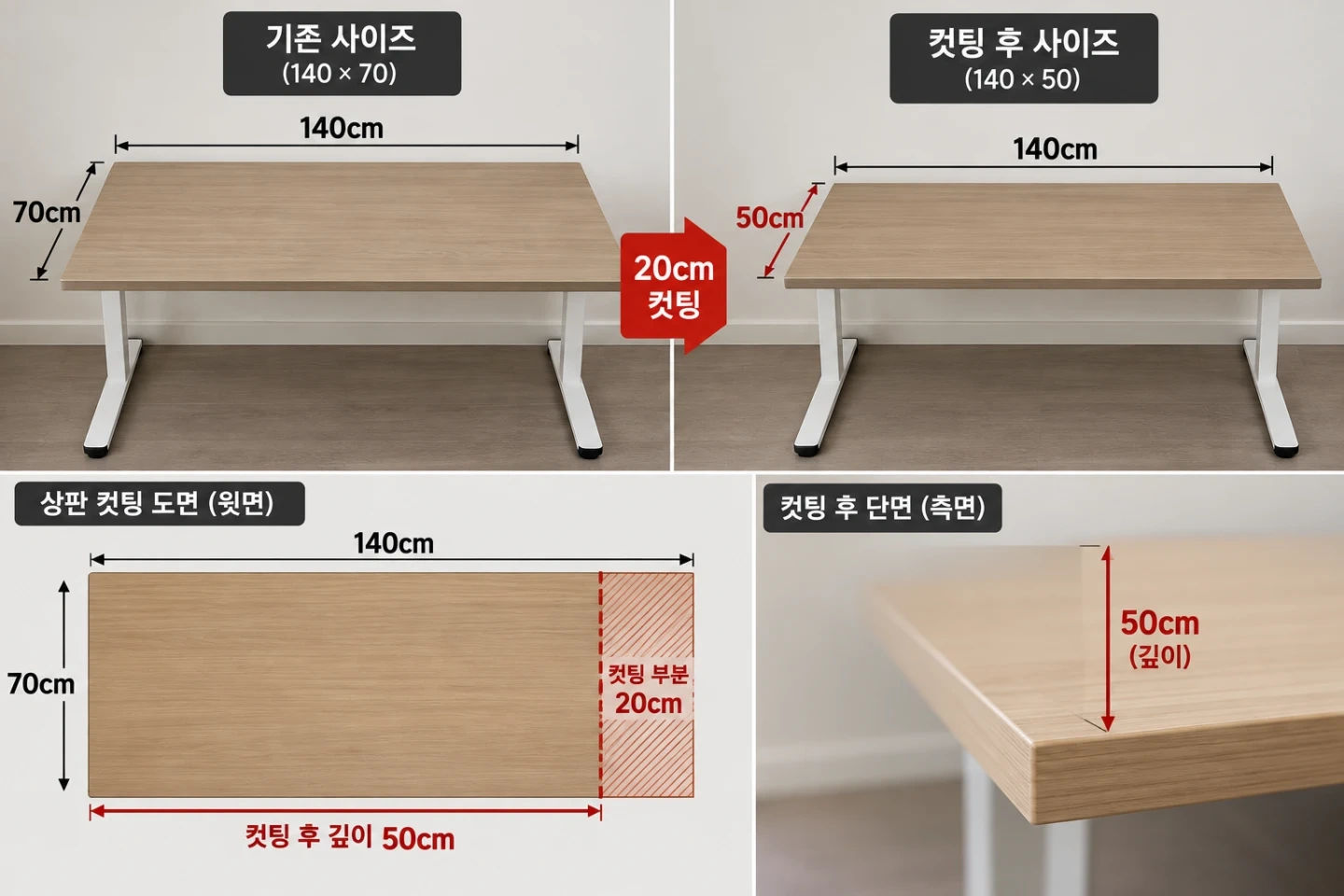 책상상판 컷팅 요청