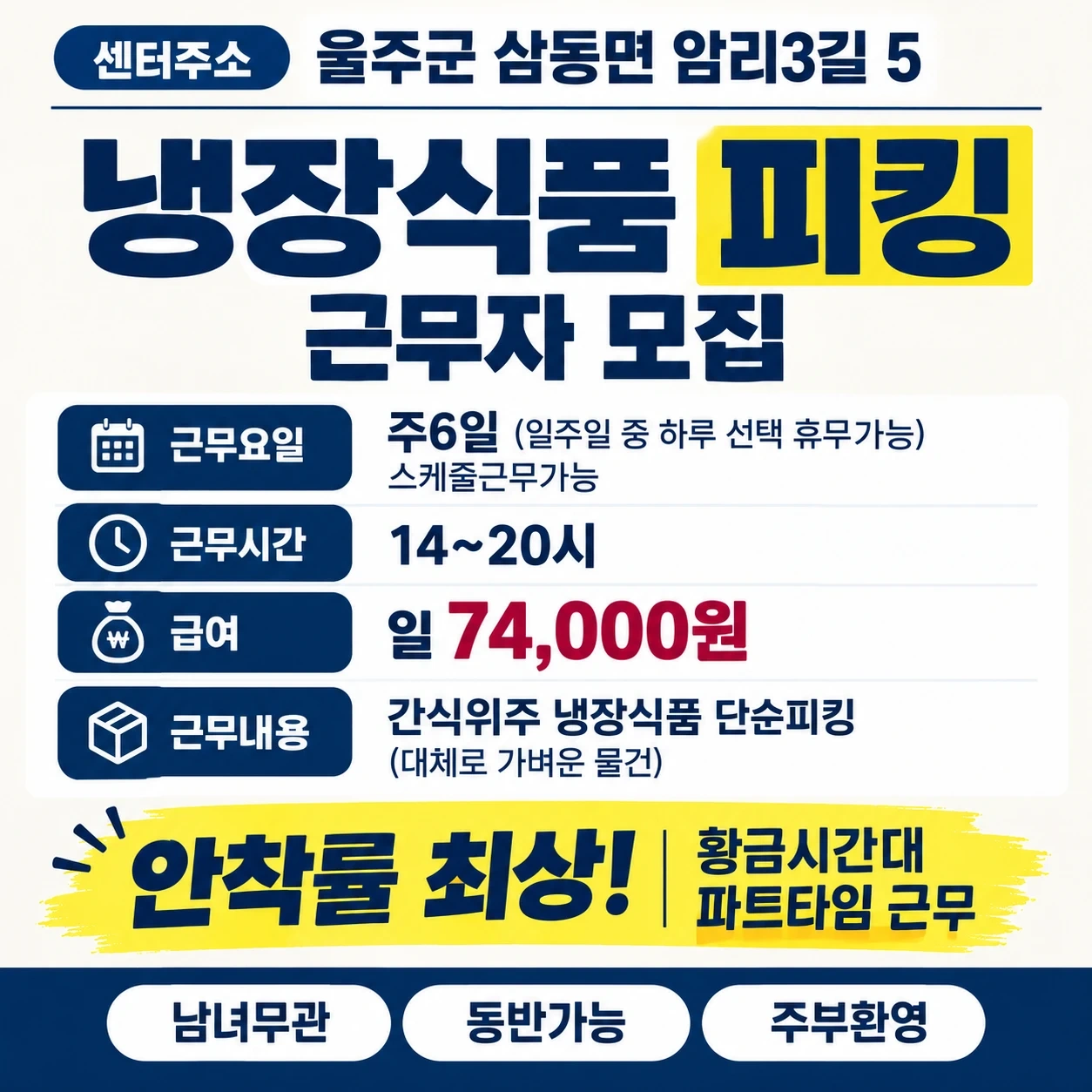 냉장피킹/14~20시/일급 74,000