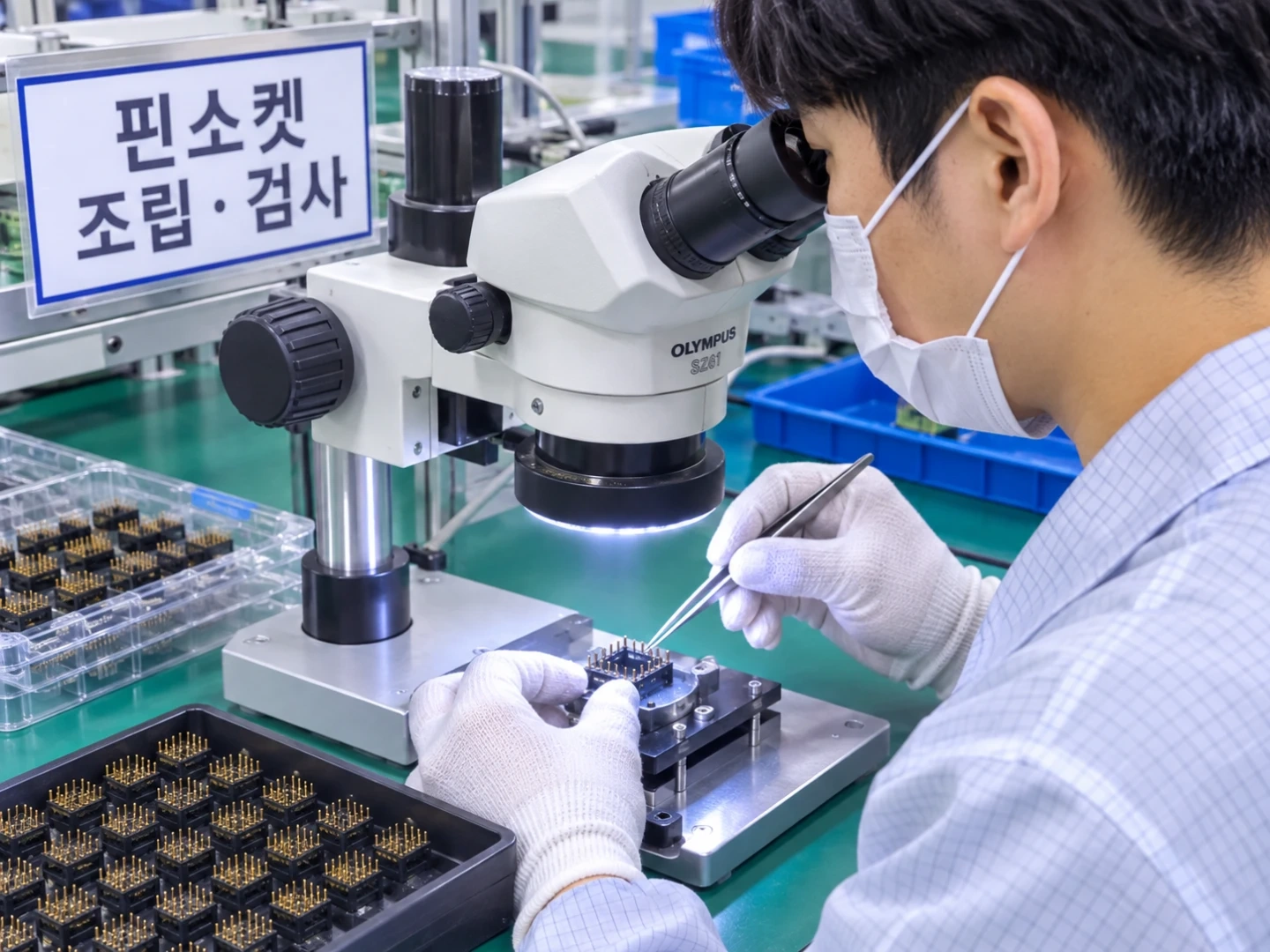 핀,소켓 조립 검사 주5일좌식근무초보가능자차출근가능자
