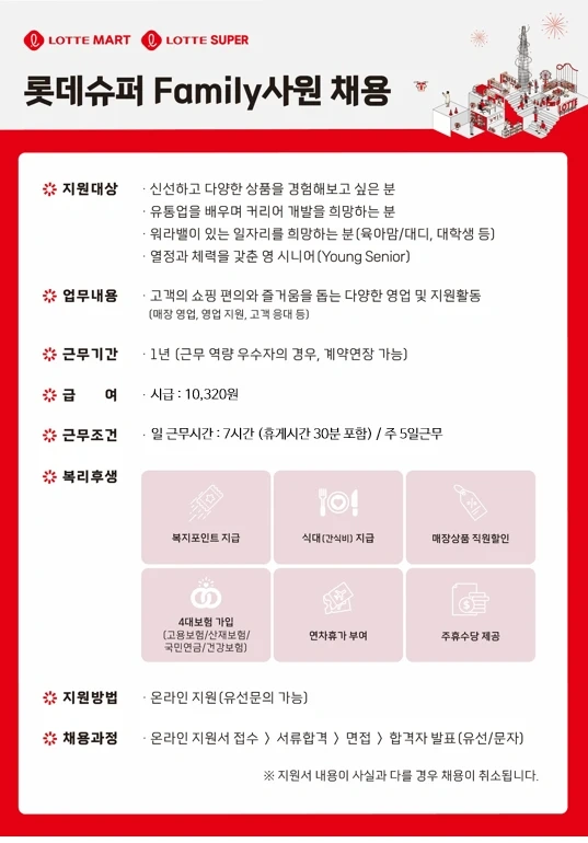 롯데슈퍼 신규오픈점 구인공고