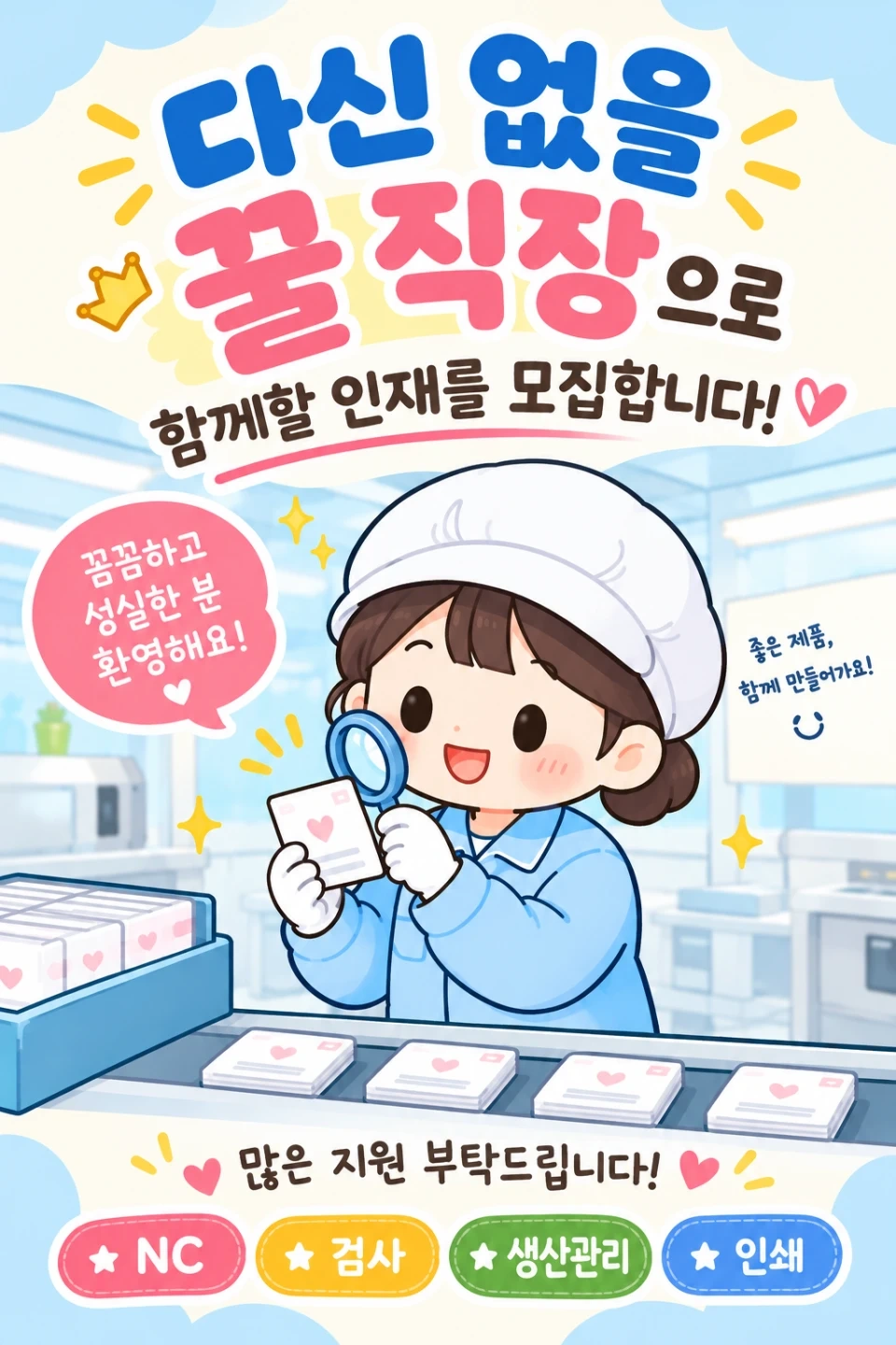 부천 춘의역 도보 6분 생산직 좌식근무