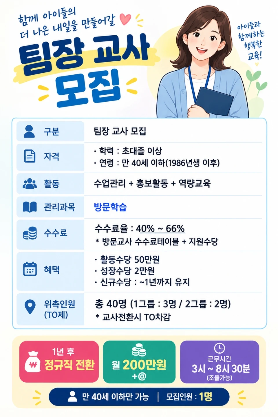 학습지 선생님 구해요