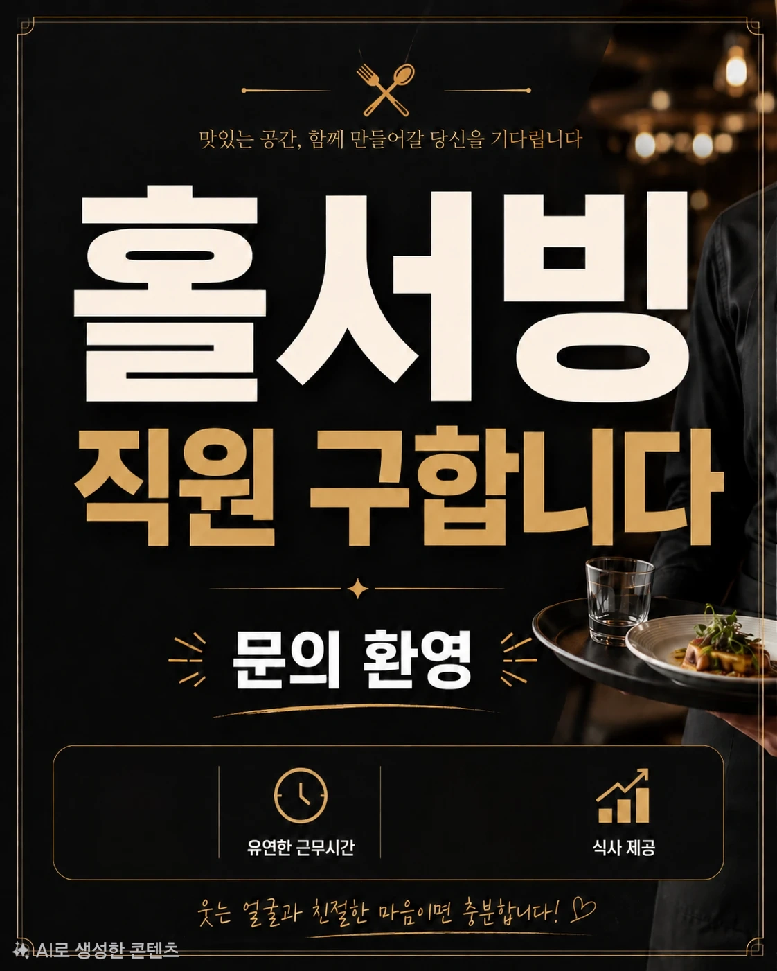 홀서빙 직원구함(6회휴무)