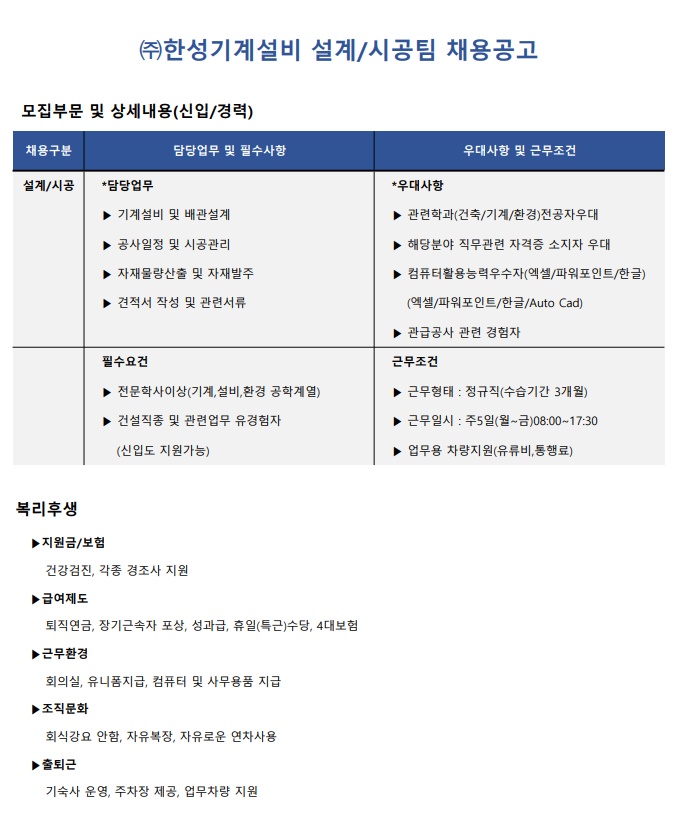 성주읍 (주)한성기계설비 아르바이트 장소