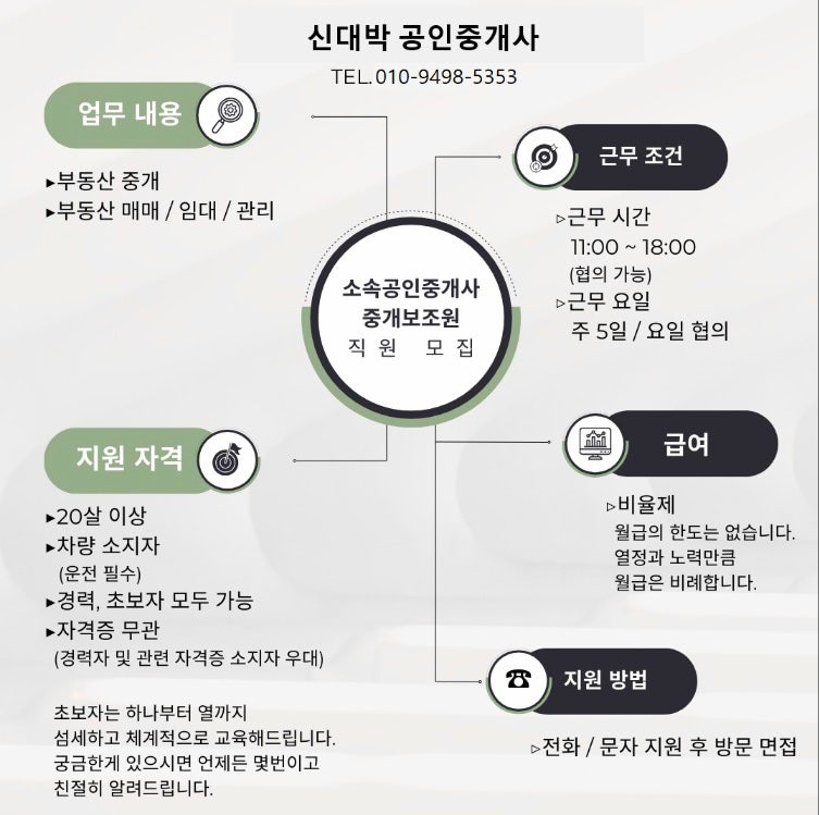 신대박부동산 직원 모집 - 소속공인중개사/중개보조원 공고 썸네일
