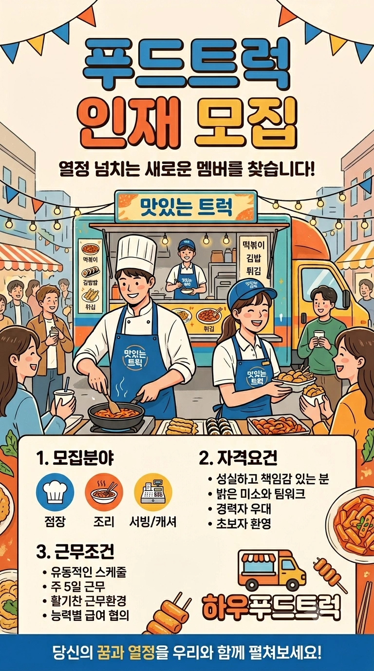 하우푸드트럭 에서 인재모집합니다.