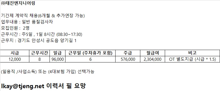 공도읍 (주)태진엔지니어링 아르바이트 장소 (1)