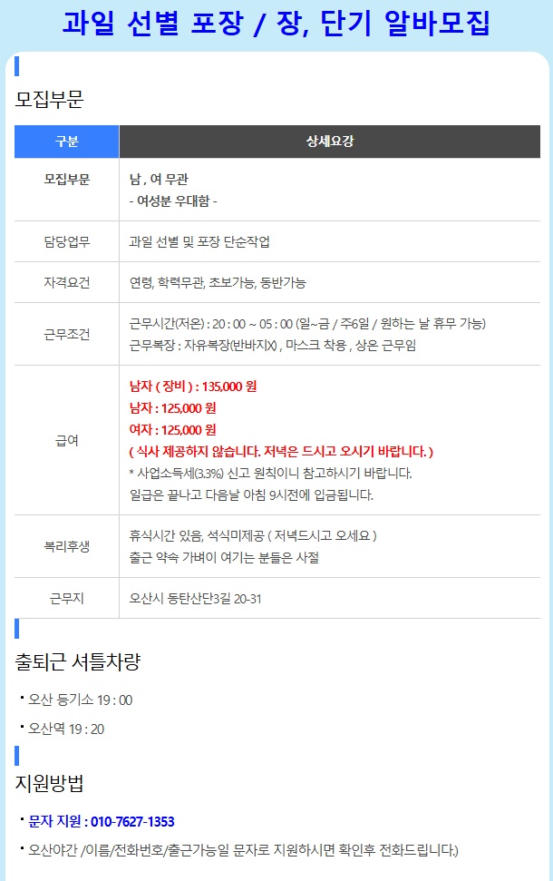 야간 / 동탄 수입과일 센터 지게차만구인 공고 썸네일