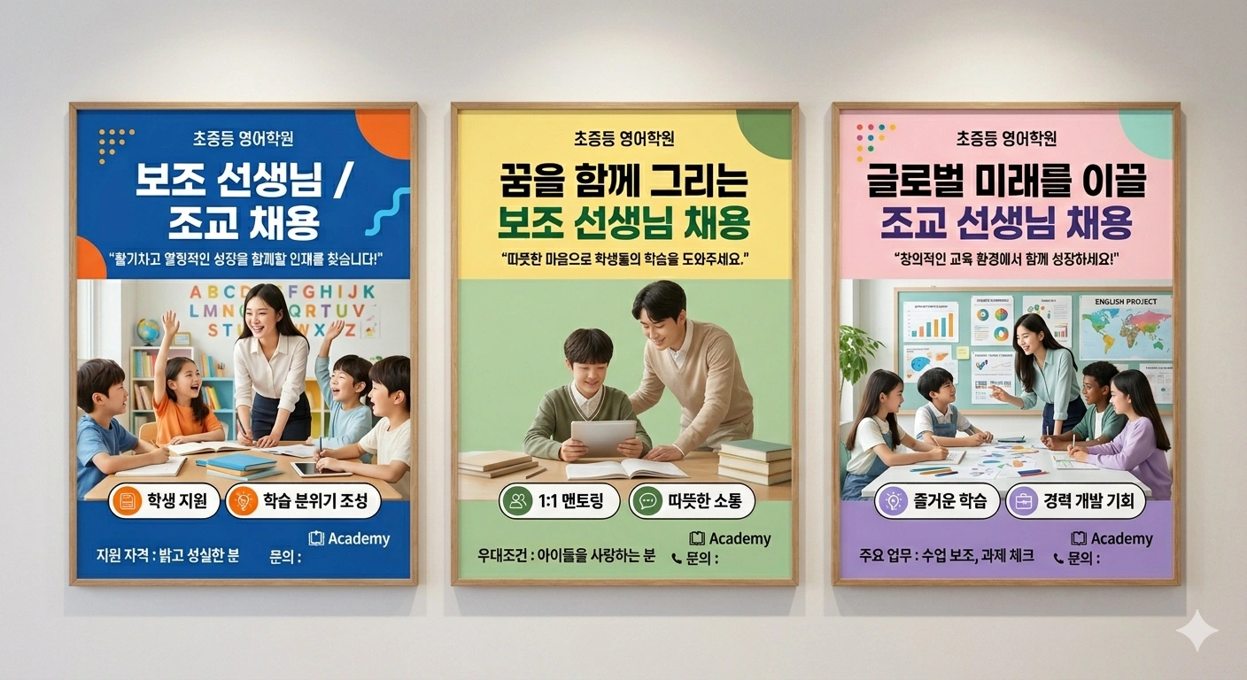 영어학원 조교.보조샘 구인 ㅡ 채점.관리.코칭.자료작업