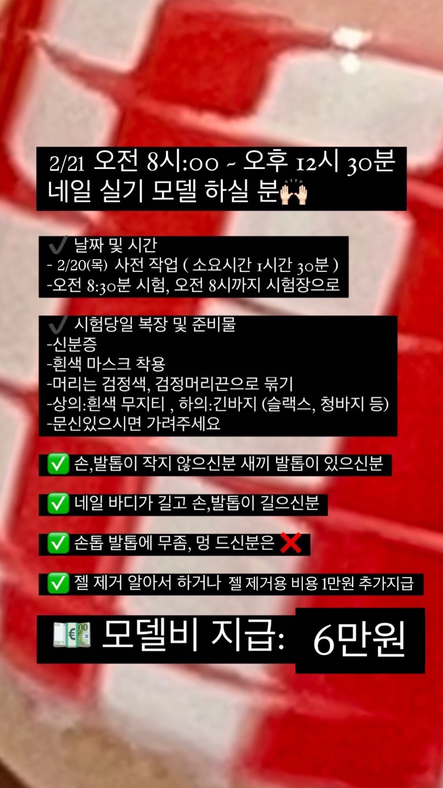 2/21 네일 실기 모델 공고 썸네일