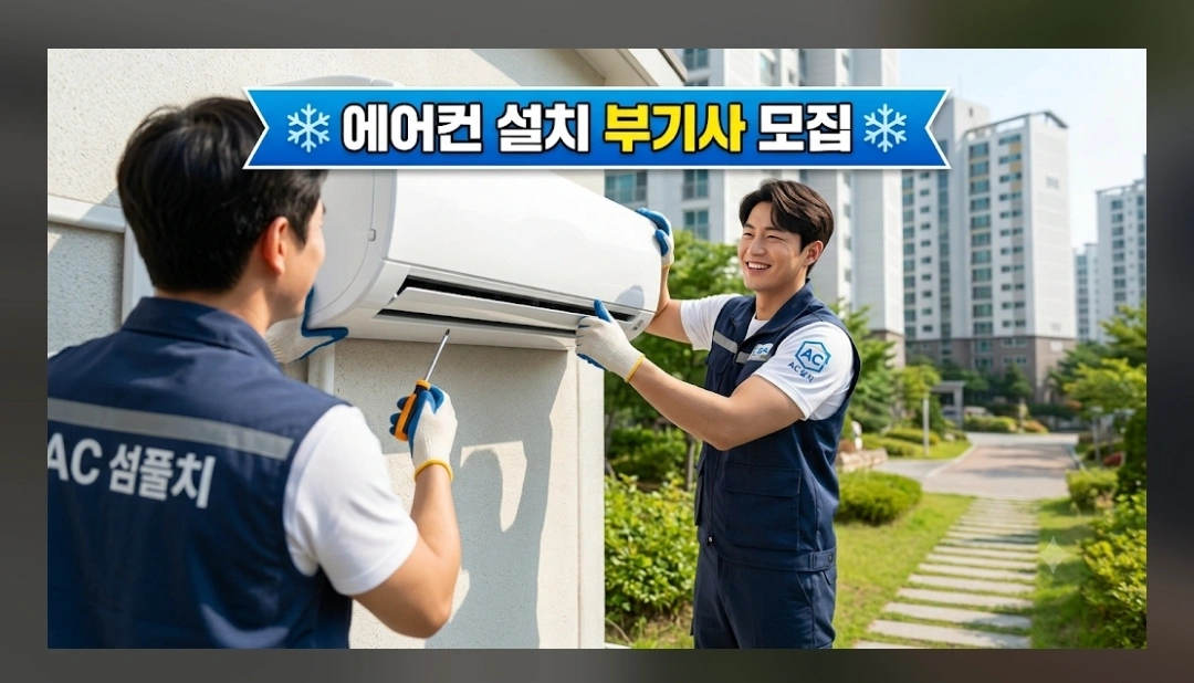 에어컨 설치 부기사 모집