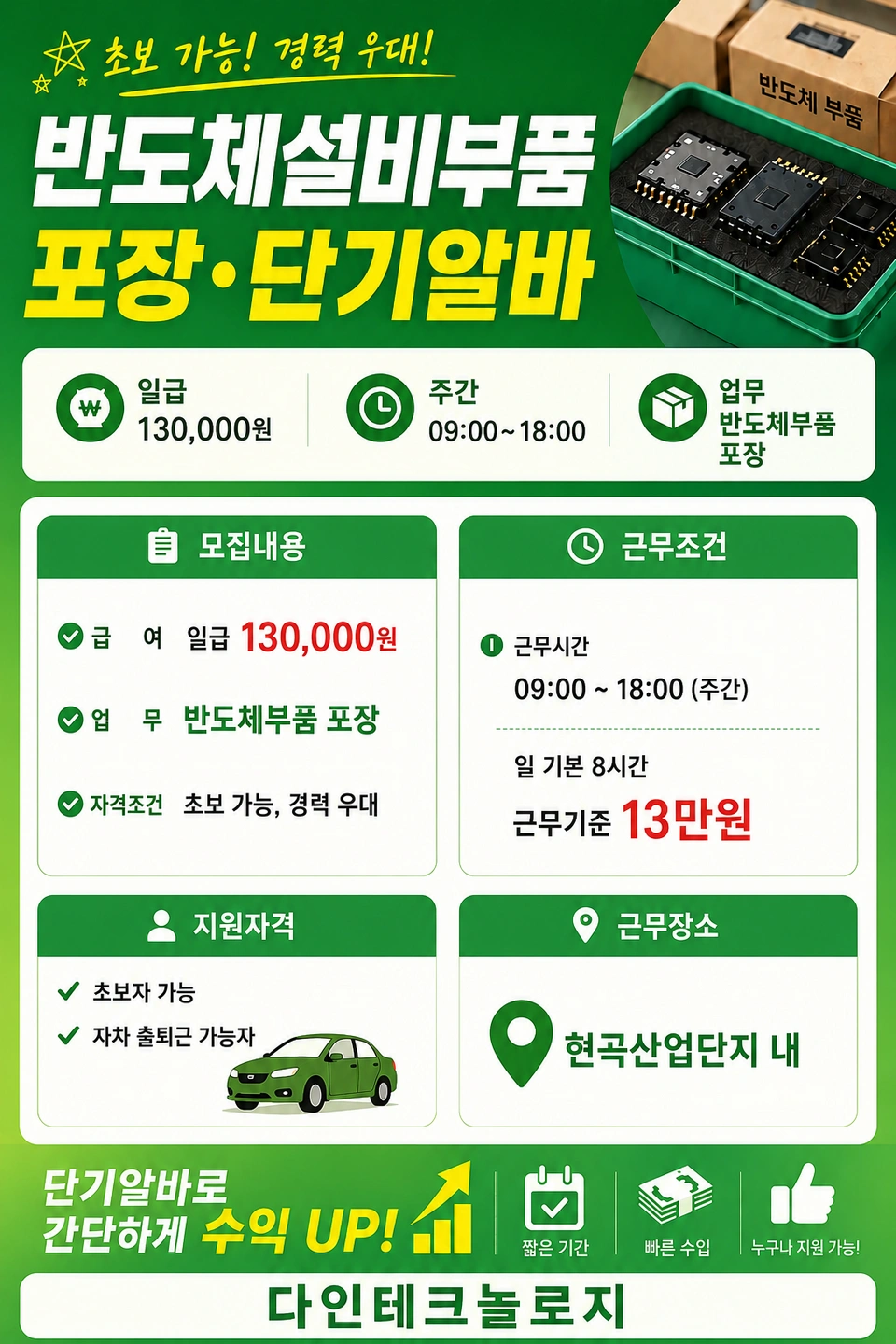 반도체설비부품 포장. 일13만 지급