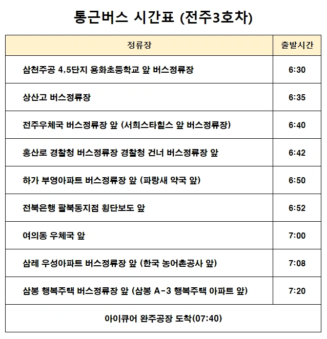 전북완주 화장품충진 및 포장 모집(통근버스 공고사진)
