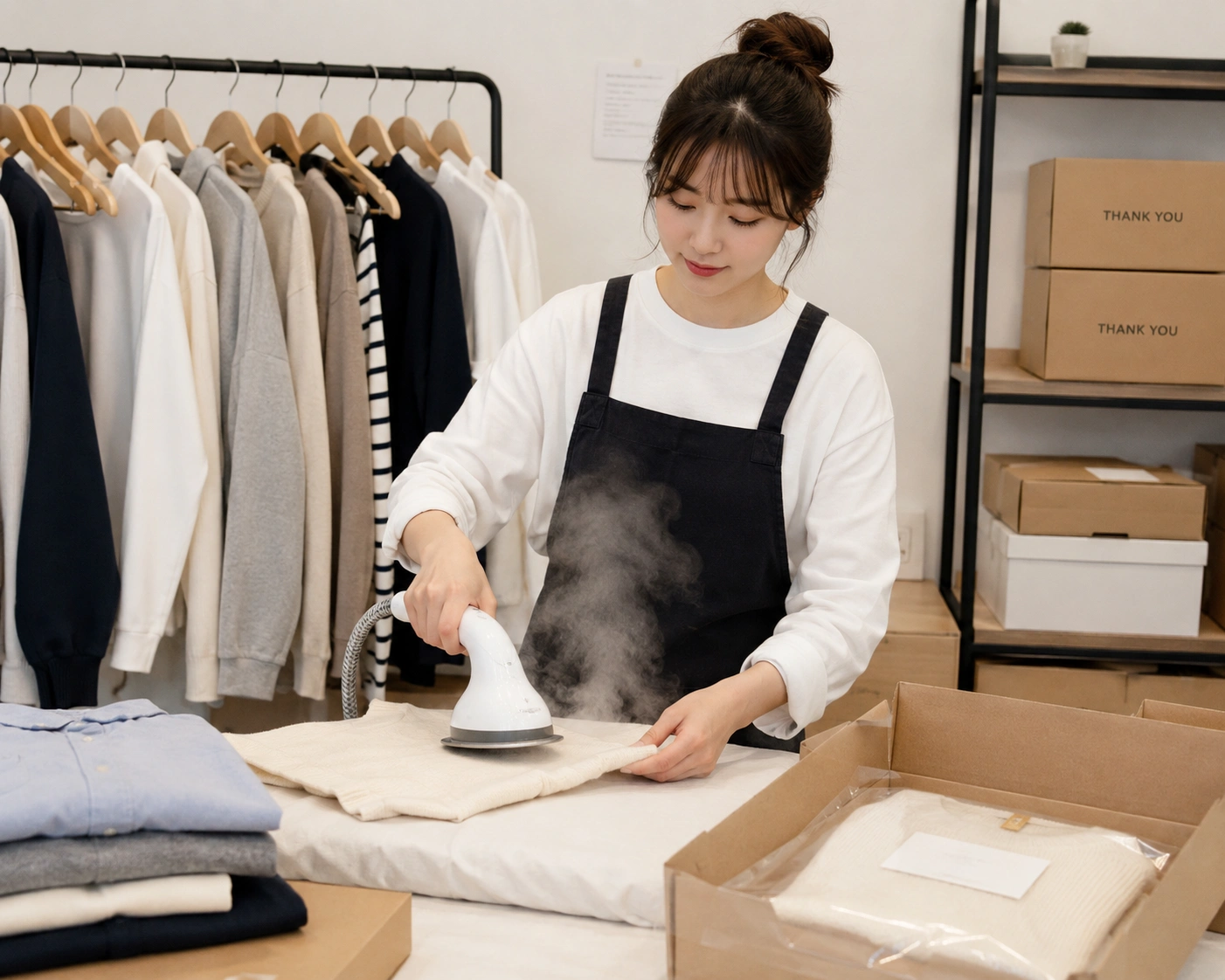 의류 라벨링 및 스팀 포장 아르바이트 구인