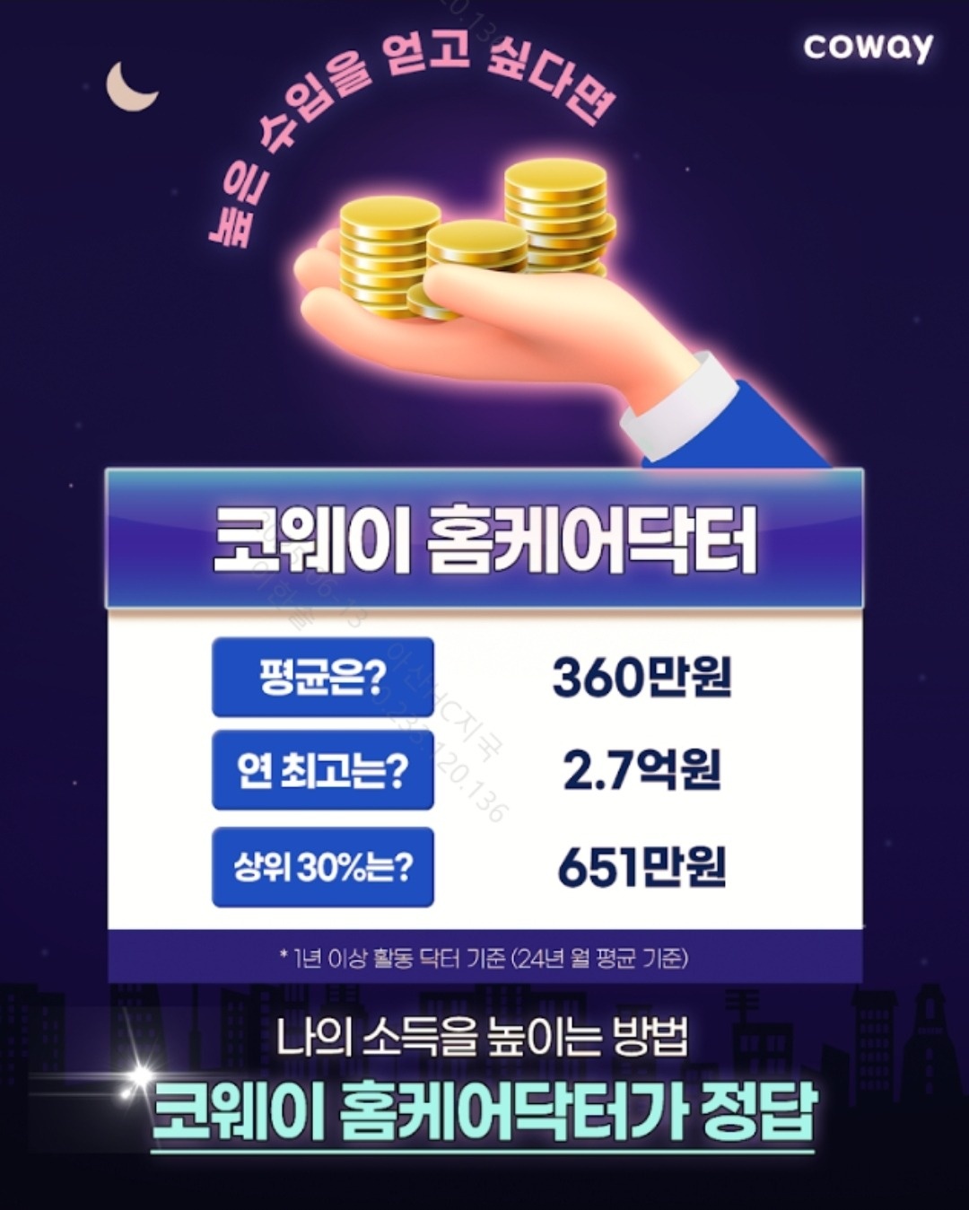 코웨이 홈케어닥터 모집합니다. 월 350 공고 썸네일