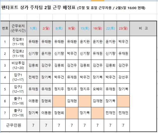 주차안내원 모집(펜타포트 상가) 2월 주말 근무자 모집 공고 썸네일