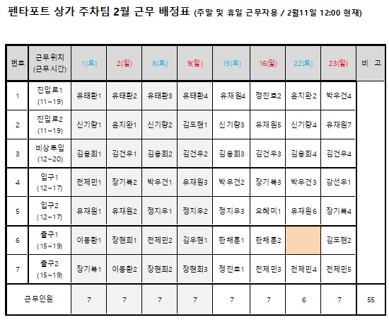 주차안내원 모집(펜타포트) 2월, 3월 근무자 모집 공고 썸네일