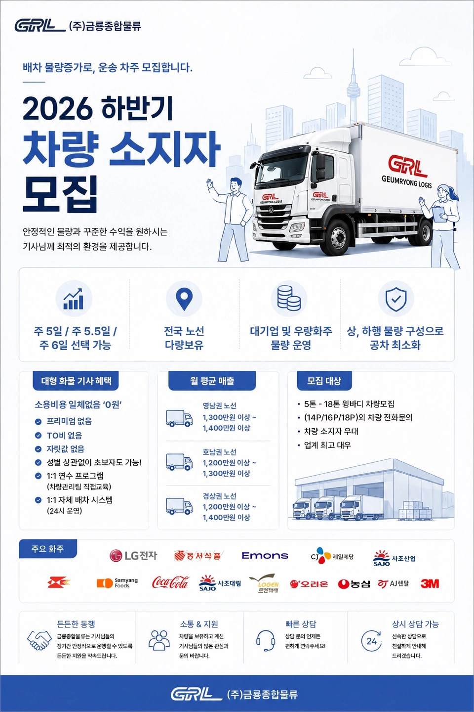 5톤-18톤 윙바디 차량소지자 모집