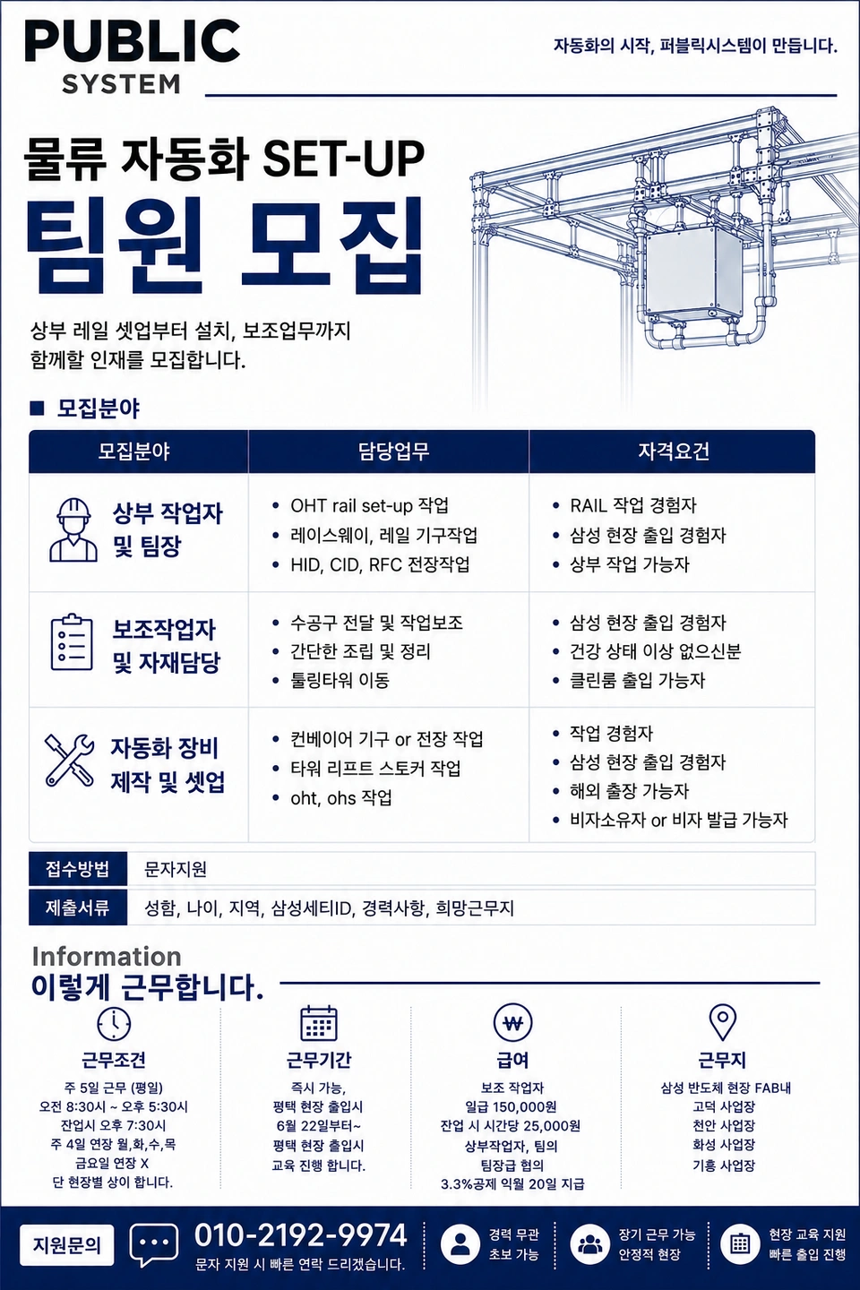 삼성전자 평택 캠퍼스 p4 OHT rail set up