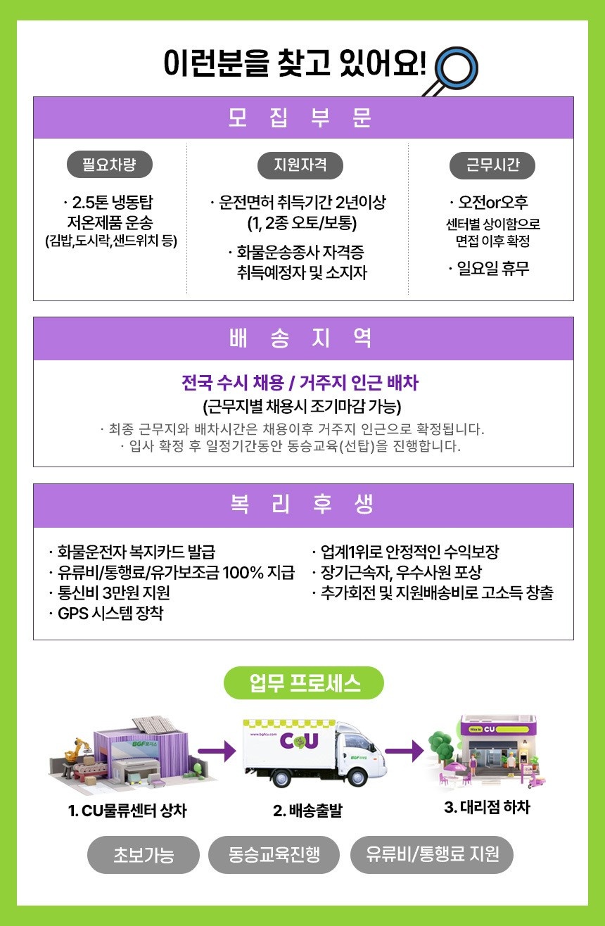 GS편의점 배송/급여500만/2.5톤/배송기사 공고 썸네일