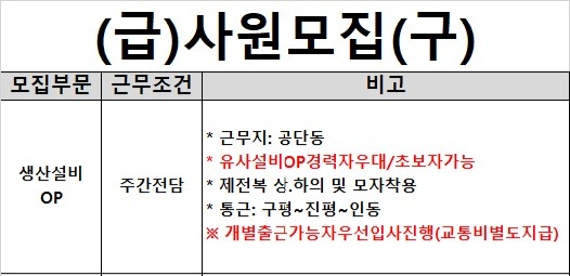 [주간전담]즉시입사가능 공고 썸네일