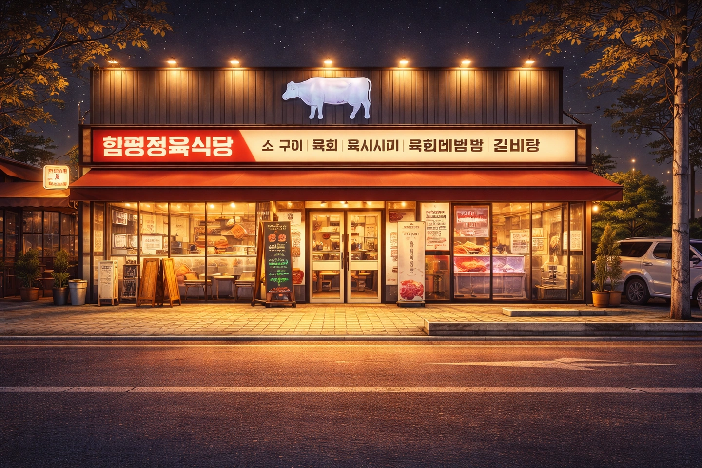 정육식당 홀 점심,저녁/주방 오전 파트타임 구합니다