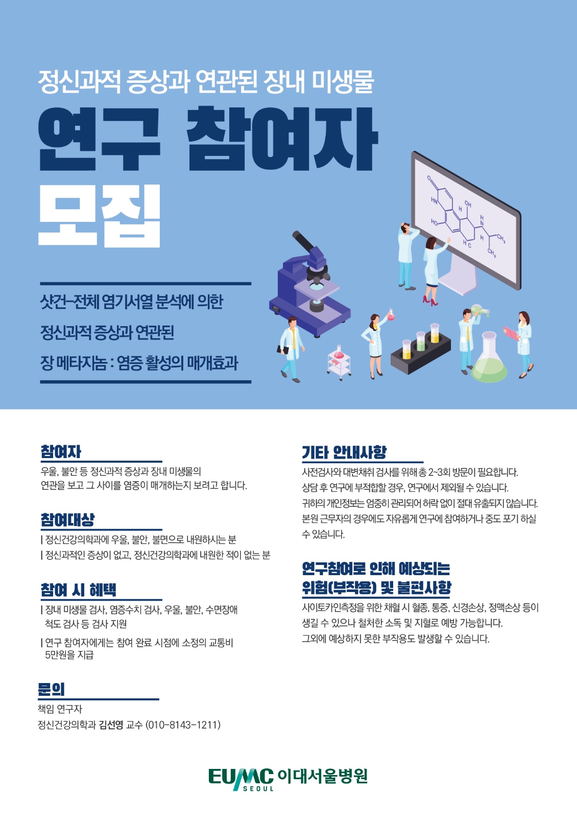 [이대서울병원] 연구 참여자 모집(2회 방문, 5만원) 공고 썸네일