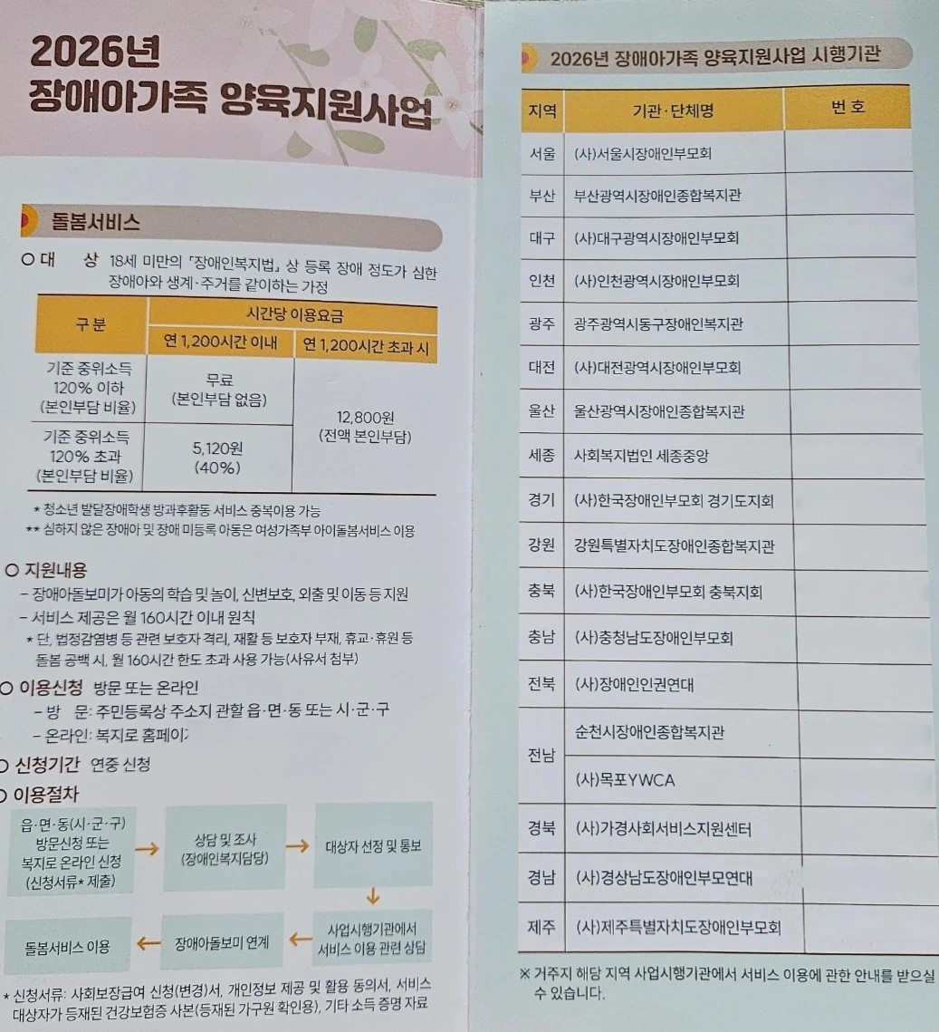 장애아동돌보미 선생님을 찾습니다.