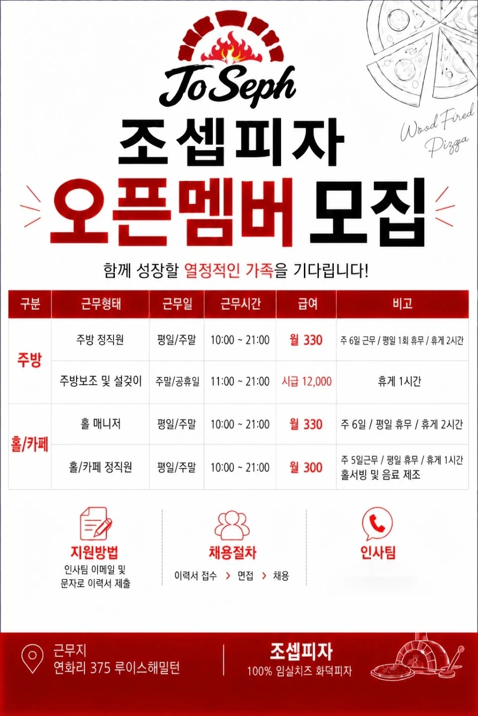 조셉피자 오픈멤버 모집