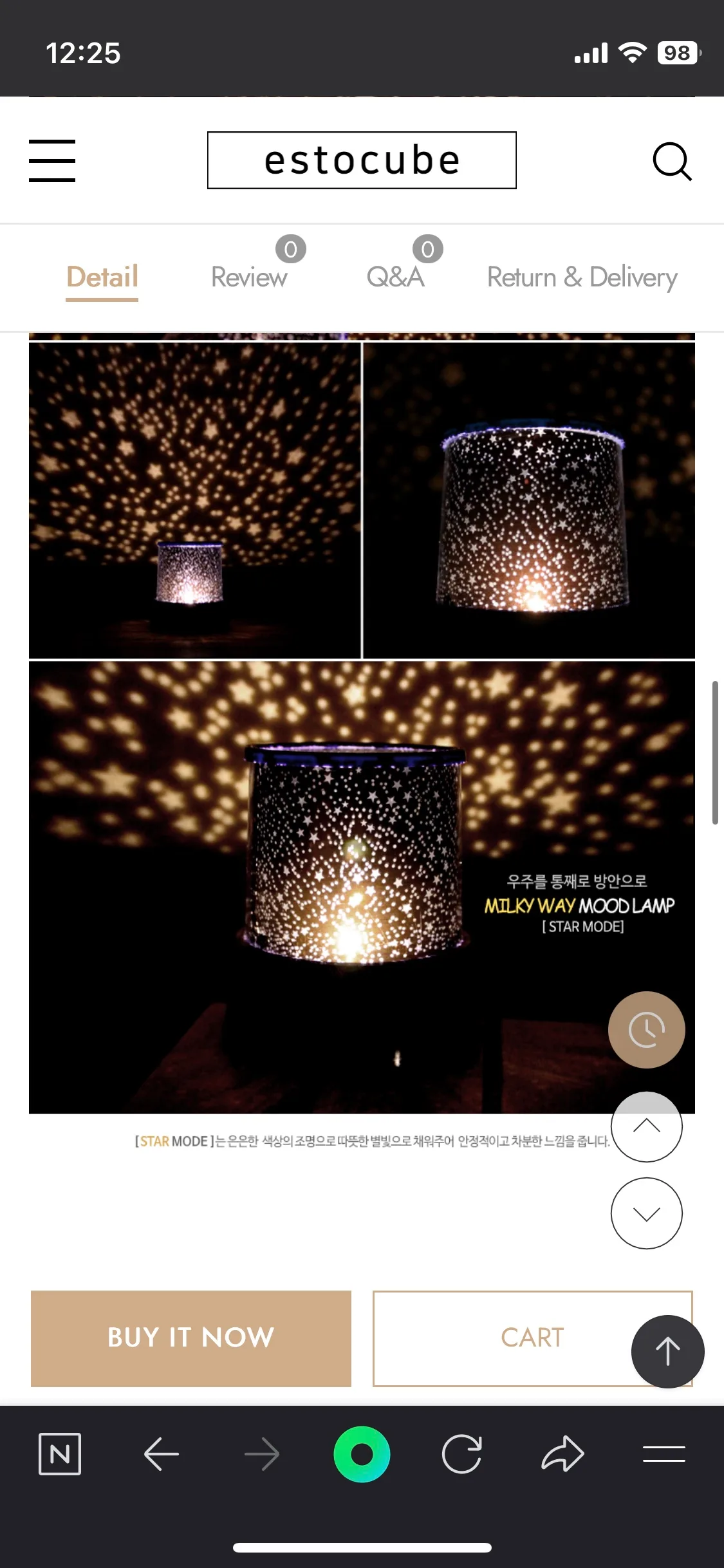 중고) 밀키웨이 usb 무드 램프 별 조명 수면 조명