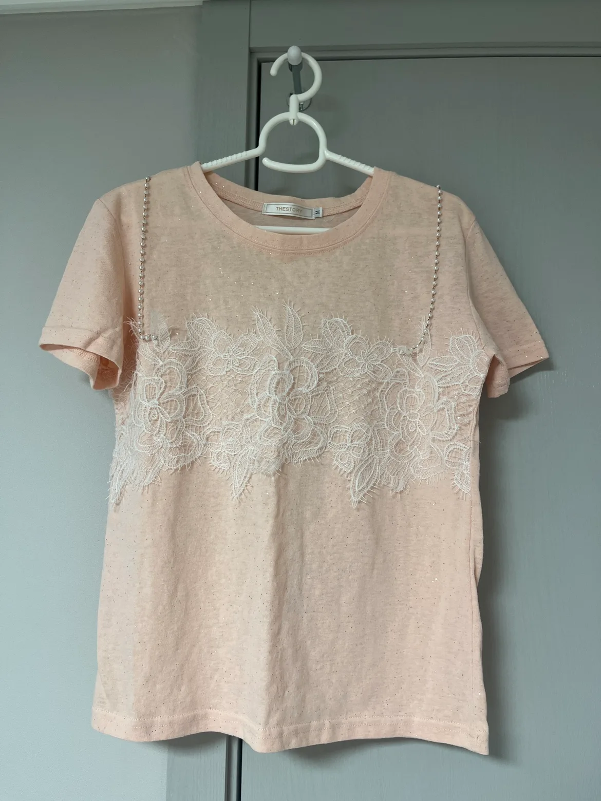 중고 - 뷔스티에 구슬 디자인 반짝이 면티