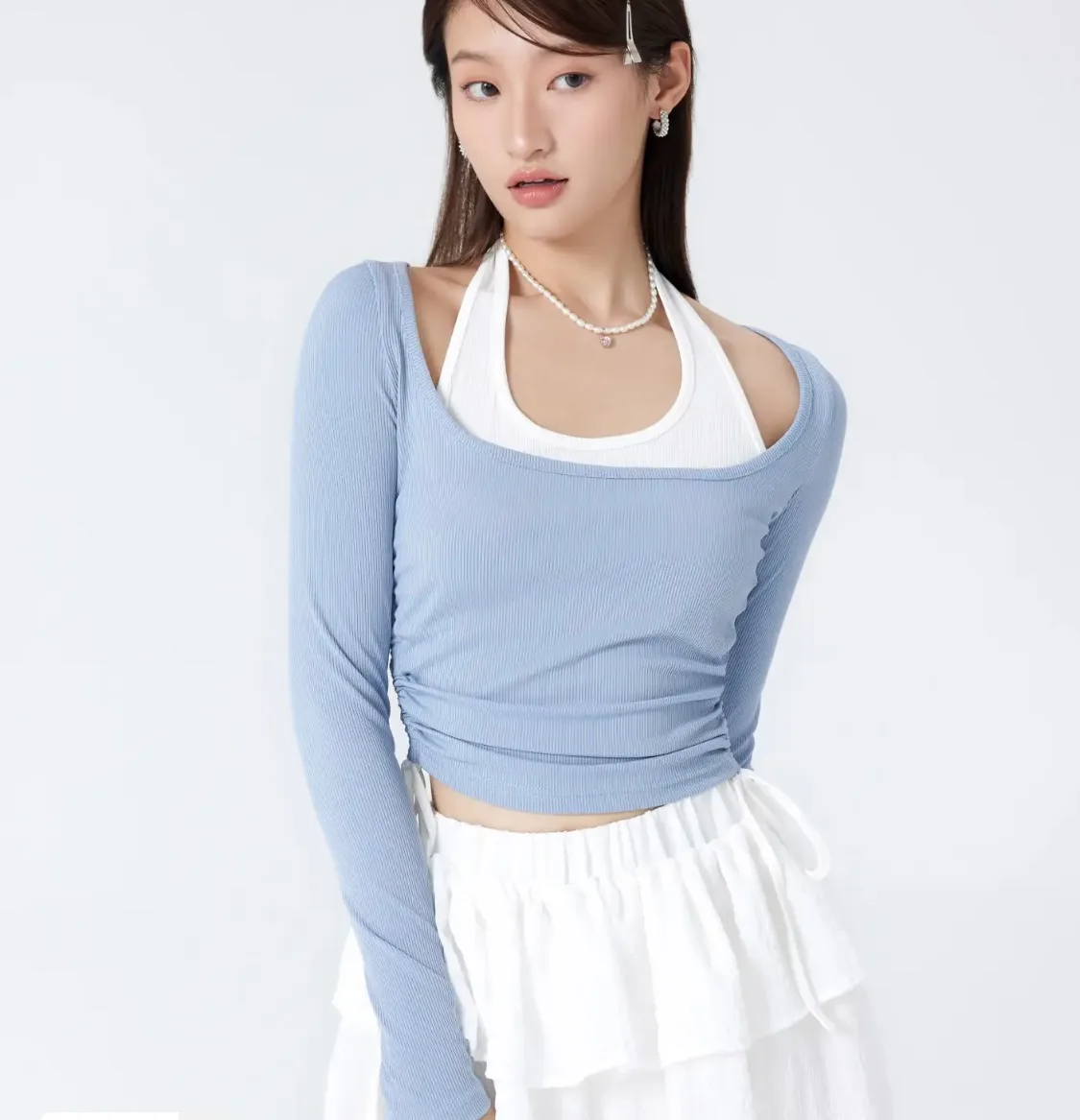 샵사이다 스트링 크롭탑